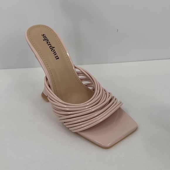 Superdown Eva Martini heel slide shoe square toe pink sandal strappy new 7 - Picture 3 of 8